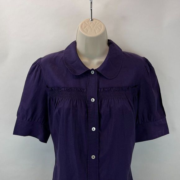 Lucky Brand Womens Sz S Purple Silk Ruched Blouse - Picture 2 of 5